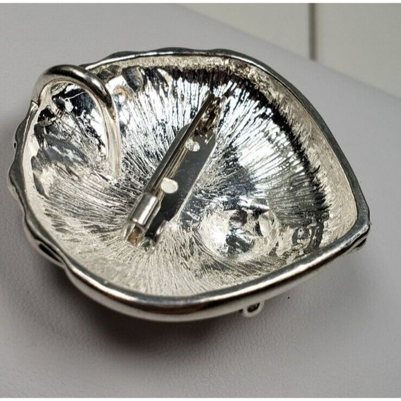 MJ Signed Vintage Starfish Shell Brooch Pendant Pin Silver Domed Beach Sea Clam - Picture 7 of 10